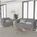 Ver imagem 3 de Kit Sofá 2 Lugares e 2 Poltronas Europa Suede Cinza - Am Decor