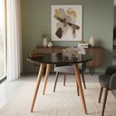 Ver imagem 1 de Mesa de Jantar 4 Lugares Redonda MDF Laqueado com Vidro 80cm Preto Decoraper
