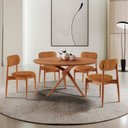 Ver imagem 1 de Conjunto Sala de Jantar Mesa Hope Tampo 120cm Redondo Laminado e 4 Cadeiras Hope Soft Marrom/Star Ca