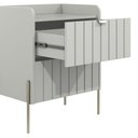 Ver imagem 4 de Mesa de Cabeceira Moriah 45cm Off White com Duas Gavetas e Pés de Ferro Industrial Champagne