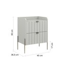 Ver imagem 3 de Mesa de Cabeceira Moriah 45cm Off White com Duas Gavetas e Pés de Ferro Industrial Champagne
