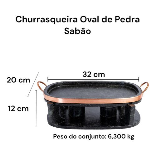 Churrasqueira Oval de Pedra Sabão Média 32 Cm - 2