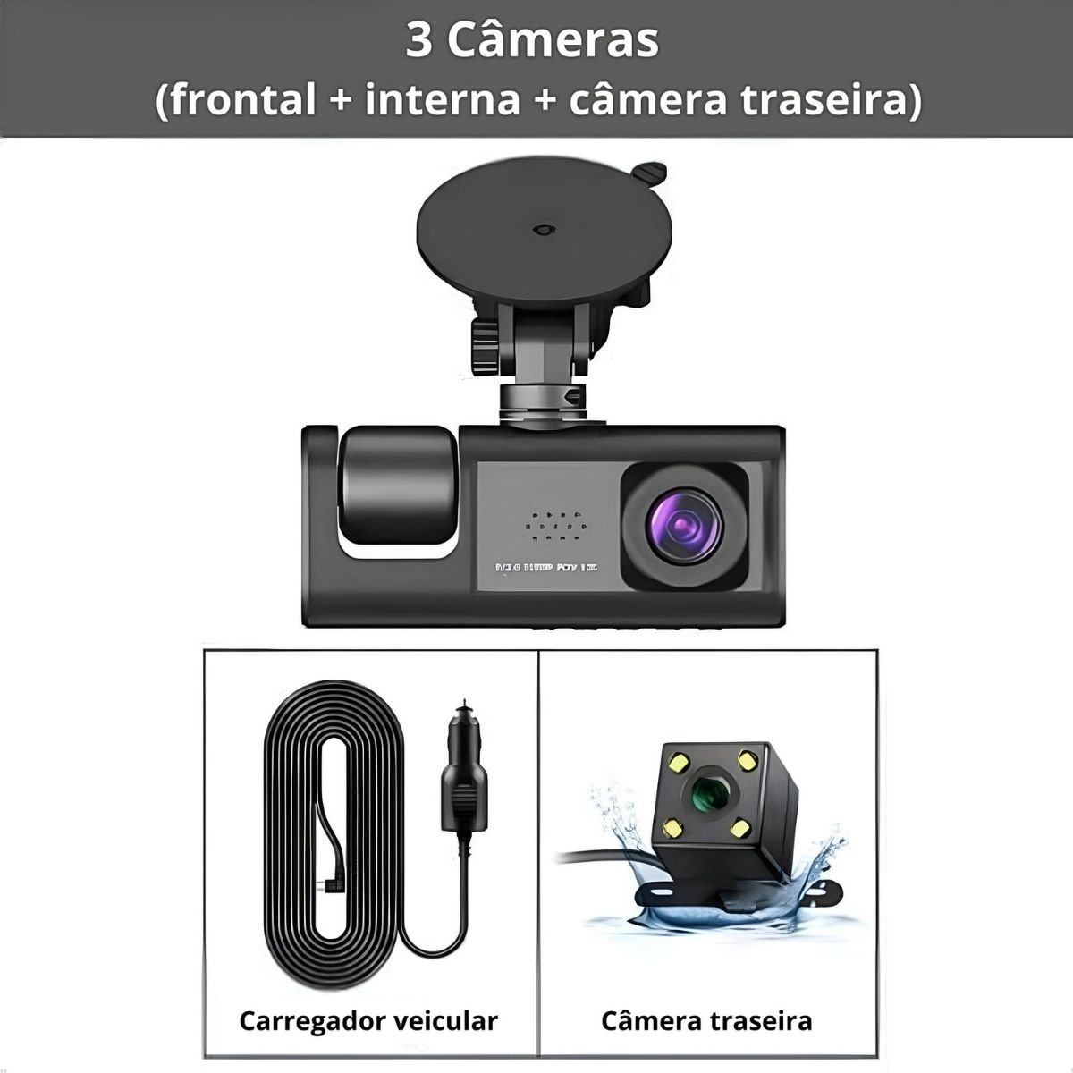Câmera Automotiva Veicular Frontal Ré Cabine Tela Carro - 4