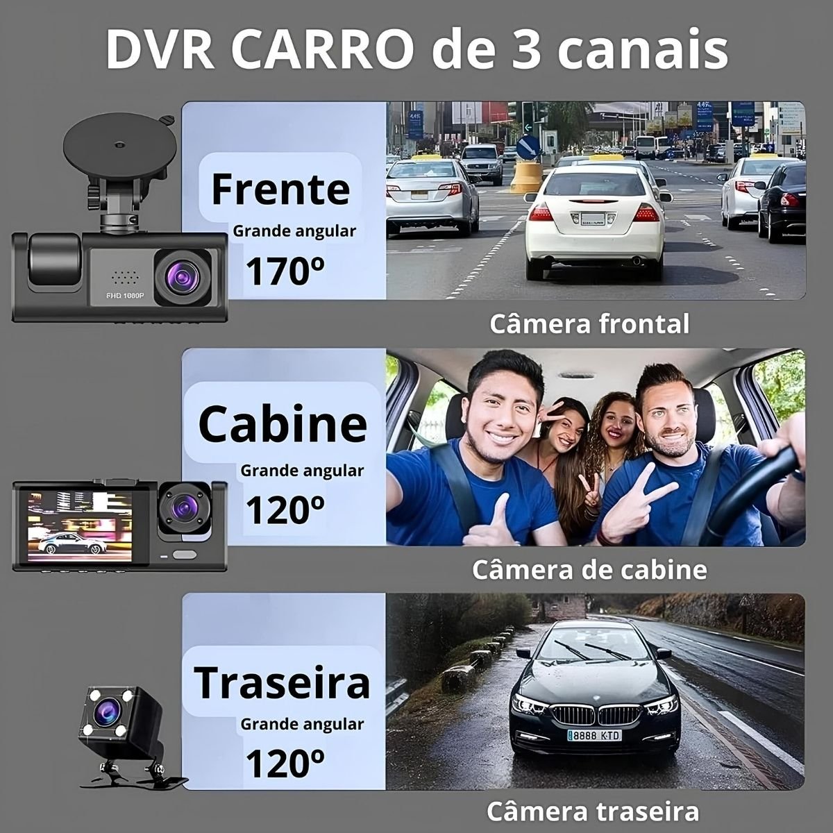 Câmera Automotiva Veicular Frontal Ré Cabine Tela Carro - 7