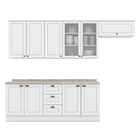 Cozinha Modulada Nova York 6 Peças Branco Hp com Tampo Calcare – Henn
