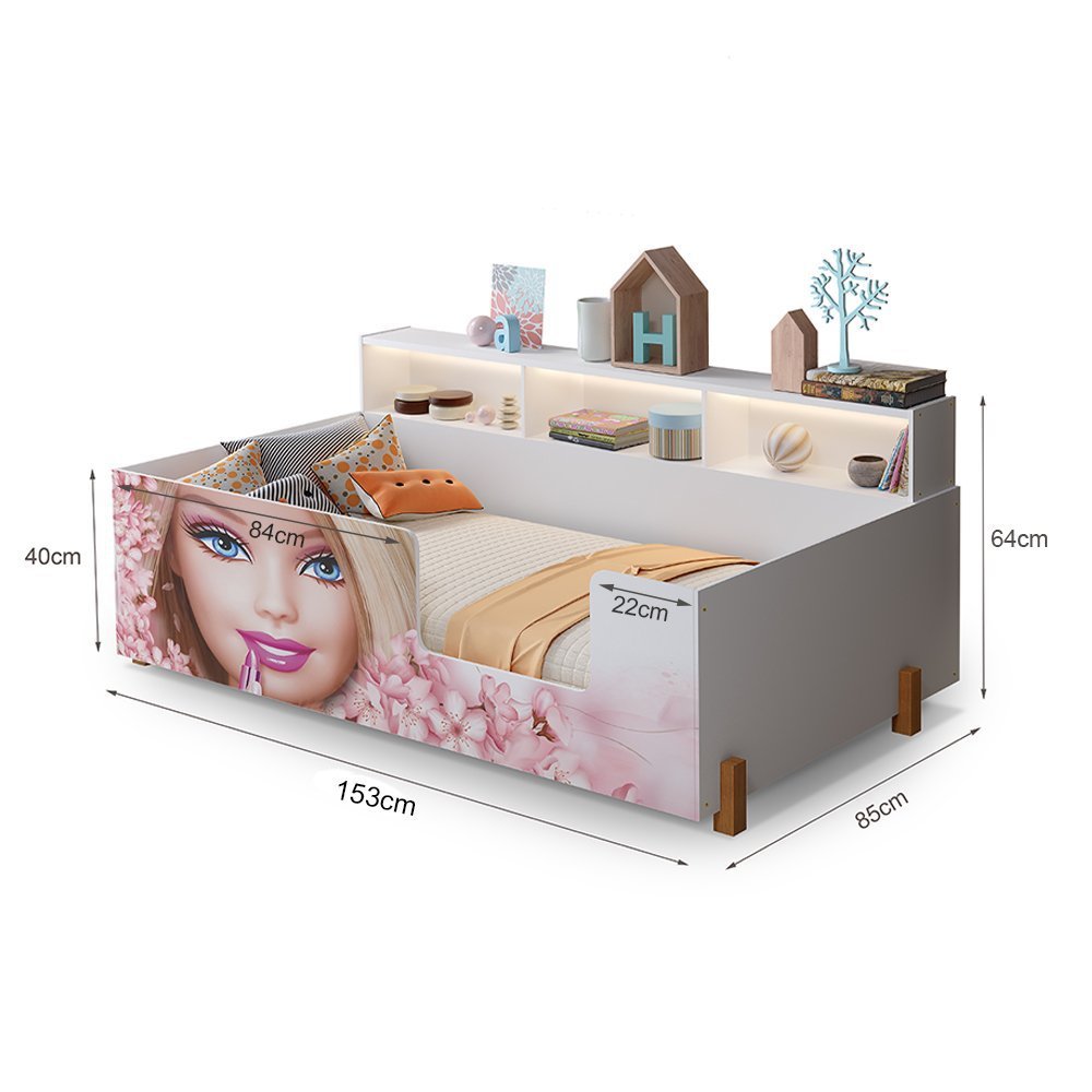 Cama Infantil Barbie Happy Pura Magia Branco/Rosa Pink em Promoção