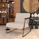 Ver imagem 2 de Poltrona Estofada Columbia Estilo Industrial Preto/bouclé Off - M.a Preto Fosco/bouclé Off White