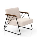 Ver imagem 1 de Poltrona Estofada Columbia Estilo Industrial Preto/bouclé Off - M.a Preto Fosco/bouclé Off White