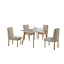 Ver imagem 2 de Conjunto Sala de Jantar 4 Lugares Slim Mesa e Cadeiras Madeira Maciça Veludo Bege