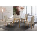 Ver imagem 1 de Conjunto Sala de Jantar 4 Lugares Slim Mesa e Cadeiras Madeira Maciça Veludo Bege