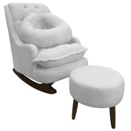 Kit Amamentação com Balanço Suede Branco - Dominic Decor Lille - 1