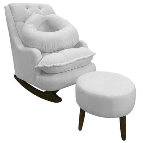 Kit Amamentação com Balanço Suede Branco - Dominic Decor Lille