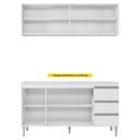 Ver imagem 3 de Balcão Gabinete 160cm e Armário Aéreo 4 Portas Branco