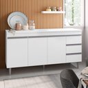 Ver imagem 4 de Balcão Gabinete 160cm e Armário Aéreo 4 Portas Branco