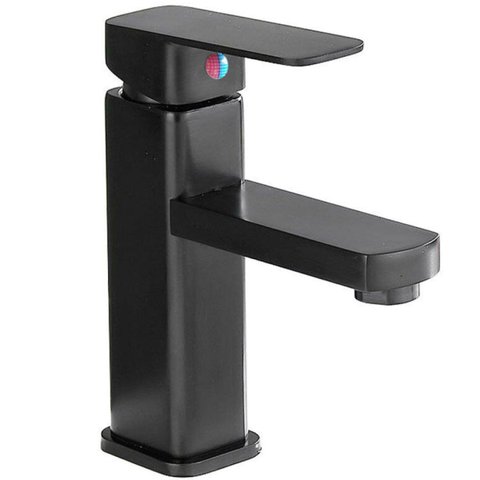 Torneira Monocomando Misturador 18cm Lorben Banheiro Quadrada Baixa Preto Fosco