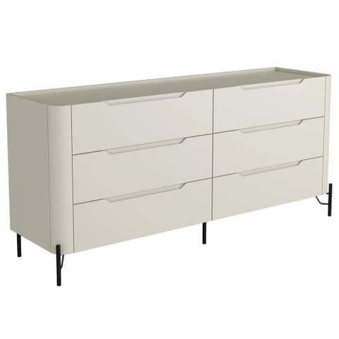 Cômoda para Quarto Closet Orgânica 6 Gavetas Pés Industrial Preto Bliss I03 Luna - Lyam Decor