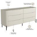 Ver imagem 2 de Cômoda para Quarto Closet Orgânica 6 Gavetas Pés Industrial Preto Bliss I03 Luna - Lyam Decor