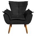 Ver imagem 3 de Kit 02 Poltronas Opala Suede Preto Pés Palito Castanho