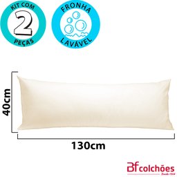 Kit 2 Fronhas De Travesseiro De Corpo Percal 180 Fios 130x40cm - BF Colchões - 3