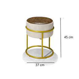 Puff Banqueta Decorativo Redondo Base de Argola de Ferro Dourado para Sala Quarto Recepção Provador - 3