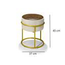 Ver imagem 3 de Puff Banqueta Decorativo Redondo Base de Argola de Ferro Dourado para Sala Quarto Recepção Provador