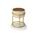 Ver imagem 1 de Puff Banqueta Decorativo Redondo Base de Argola de Ferro Dourado para Sala Quarto Recepção Provador