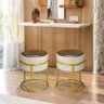 Puff Banqueta Decorativo Redondo Base de Argola de Ferro Dourado para Sala Quarto Recepção Provador - 2
