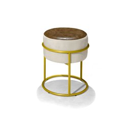 Puff Banqueta Decorativo Redondo Base de Argola de Ferro Dourado para Sala Quarto Recepção Provador - 1