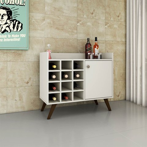 Aparador Bar com Adega 88 X 77 Cm 1 Porta Pés Retrô Mdp Off White - Clicklar