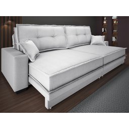 Sofá Palermo 2,80m Retrátil e Reclinável Linho Soft Prata - Netsofas - 1