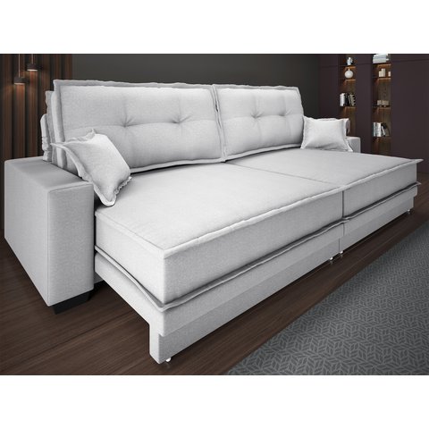 Sofá Palermo 2,80m Retrátil e Reclinável Linho Soft Prata - Netsofas