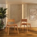 Ver imagem 2 de Conjunto Sala Jantar Nature: Mesa com 6 Cadeiras Rústico Claro Madeira Pinus