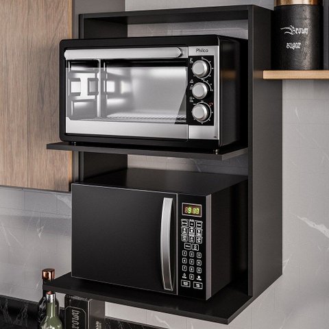 Suporte Micro-ondas e Forno Armário Aéreo 60cm Turim M24 Preto - Mpozenato