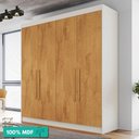 Ver imagem 2 de Guarda-Roupa Casal 100% Mdf 4 Portas 3 Gavetas 13 Nichos Nantes Europa Off White/Peroba