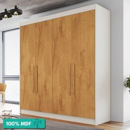 Guarda-Roupa Casal 100% Mdf 4 Portas 3 Gavetas 13 Nichos Nantes Europa Off White/Peroba - 2