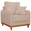 Ver imagem 6 de Kit Poltrona e Sofa Sena 2 Lugar Base de Madeira para Sala Hotel Linho Palha