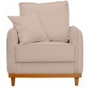 Ver imagem 4 de Kit Poltrona e Sofa Sena 2 Lugar Base de Madeira para Sala Hotel Linho Palha