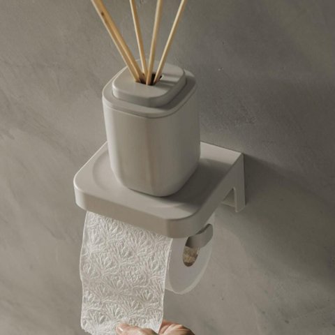 Porta Papel Higiênico de Parede Bege Eleve ou Fechado Banheiro