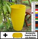 Ver imagem 2 de Kit Vaso Planta + Prato Rodízio 65x40 Oval Moderno Polietileno BGPLASTICOS ROSA 022