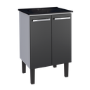 Ver imagem 2 de Gabinete com Tanque para Lavanderia - Preto - 2 Portas - 60x50cm 100% Aço - Venus - Cozimax