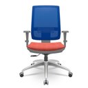 Ver imagem 1 de Cadeira Brizza Diretor Grafite Tela Azul Assento Concept Rosê Base Relaxplax Alumínio - 65948