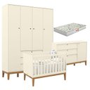 Ver imagem 1 de Quarto de Bebe Unique 4 Portas com Cômoda Sapateira Off White Eco Wood e Colchão Gazin - Matic
