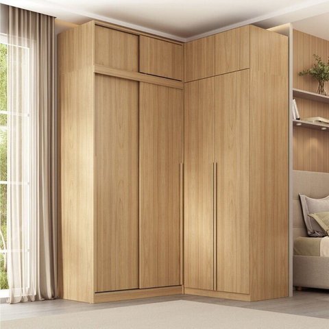 Guarda Roupa Modular de Canto 4 Peças 8 Portas com 4 Portas de Correr Jade CabeCasa MadeiraOriginals Madeiramadeira Amarelo/Avelã