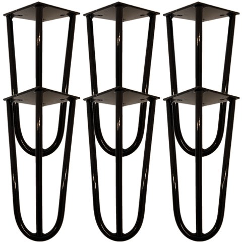 Kit 06 Pés de Ferro Aço Hairpin Legs 15 Cm Preto A01 Sofá Móveis Mesa - Inoviza