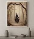 Ver imagem 1 de Quadro Decorativo Fotografia Bruxa no Balanço 24x18cm:moldura Branca
