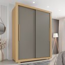 Ver imagem 1 de Guarda-Roupa Solteiro 2 Portas 2 Gavetas com Pés Costa Rica Marrom Jequitibá/Granizo