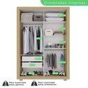 Ver imagem 5 de Guarda-Roupa Solteiro 2 Portas 2 Gavetas com Pés Costa Rica Marrom Jequitibá/Granizo