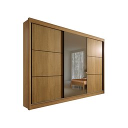 Guarda Roupa Casal com Espelho e 3 Portas de Correr 6 Gavetas Los Angeles – Cinamomo Flex - 1