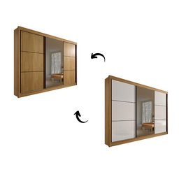 Guarda Roupa Casal com Espelho e 3 Portas de Correr 6 Gavetas Los Angeles – Cinamomo Flex - 2