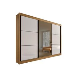 Guarda Roupa Casal com Espelho e 3 Portas de Correr 6 Gavetas Los Angeles – Cinamomo Flex - 4
